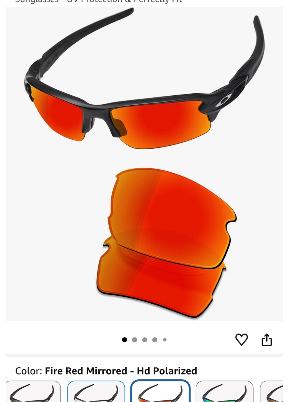 OSharp replacement lenses for Oakley Flak XXS with Fire Red Mirrored Lenses